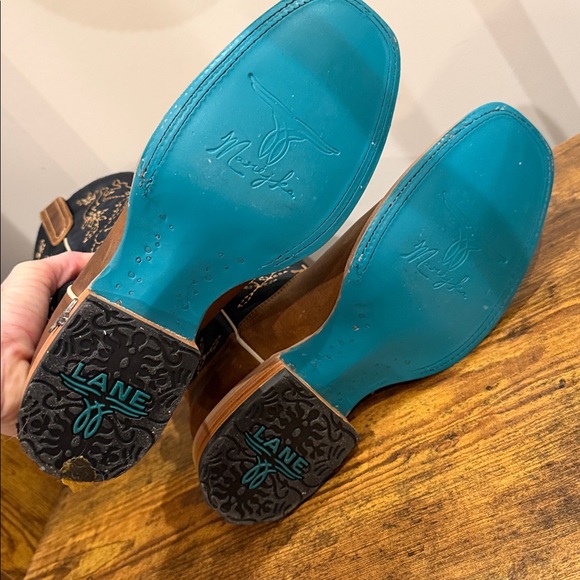 Lane BRIDLEWOOD Womens Square Toe Cowboy Boots Brown Navy Western Size 9 - Picture 8 of 16